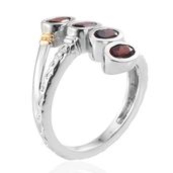 Genuine Mozambique Garnet 4 Stone Bypass Ring - Picture 4 of 4